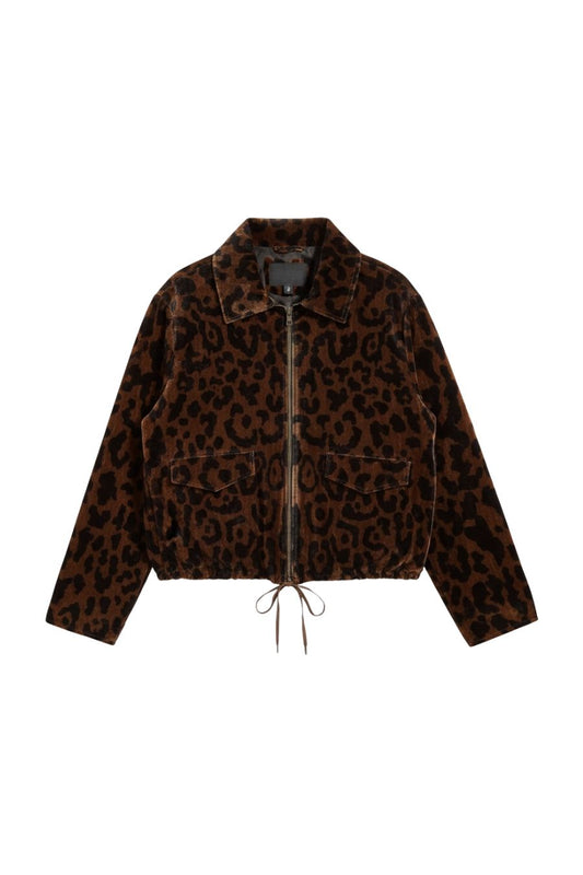 Lex Leopard Velvet Jacket in Dark Brown