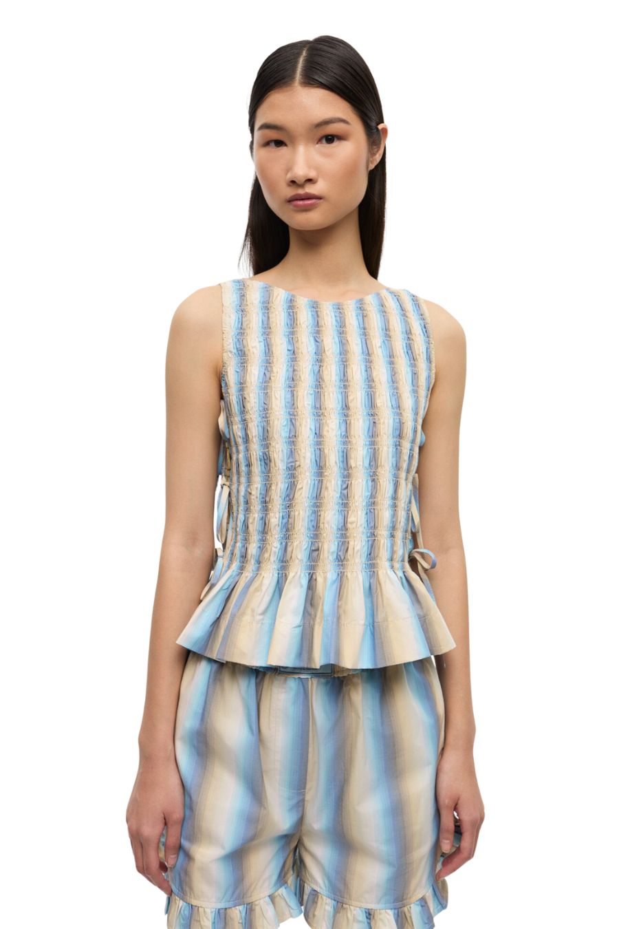 Ombre Striped Smock Tie Top