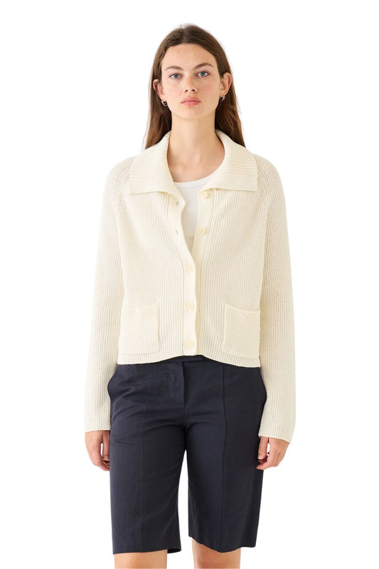 Morgan Cotton Linen Cardigan in Off White