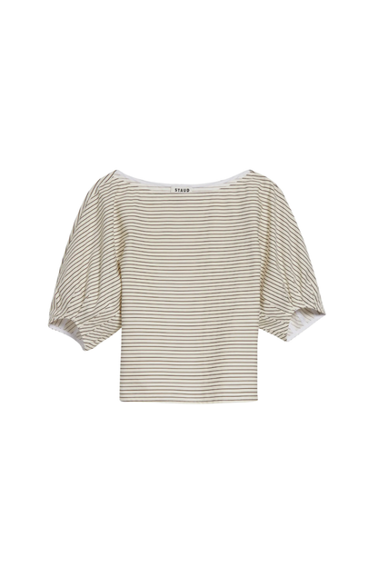 Didi Top in Ivory/Dark Oak Micro Stripe