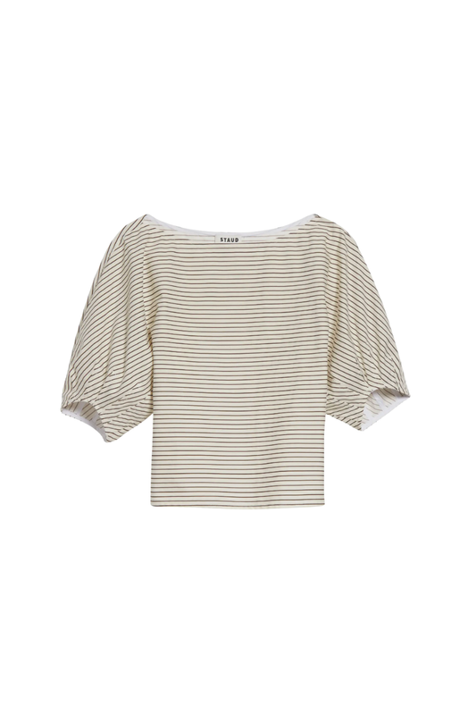 Didi Top in Ivory/Dark Oak Micro Stripe