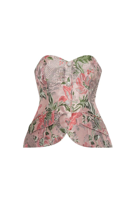 Wes Corset in Jacquard Pink Flower