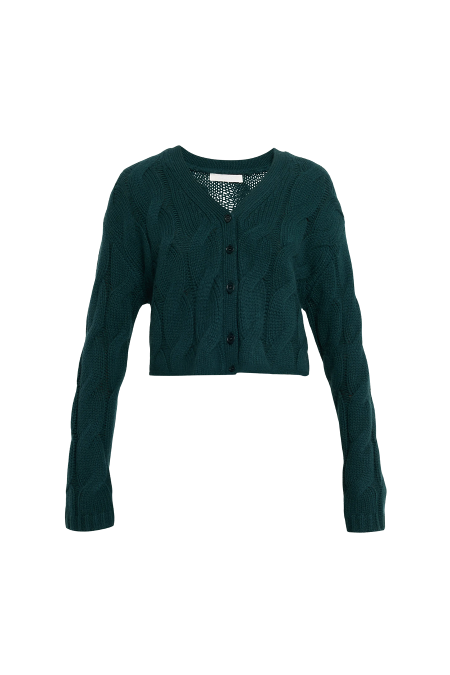 Jolie V-Neck Cropped Cashmere Cable Knit Cardigan in Sacremento
