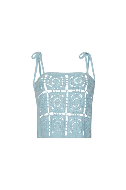 Iola Crochet Top in Skye Blue