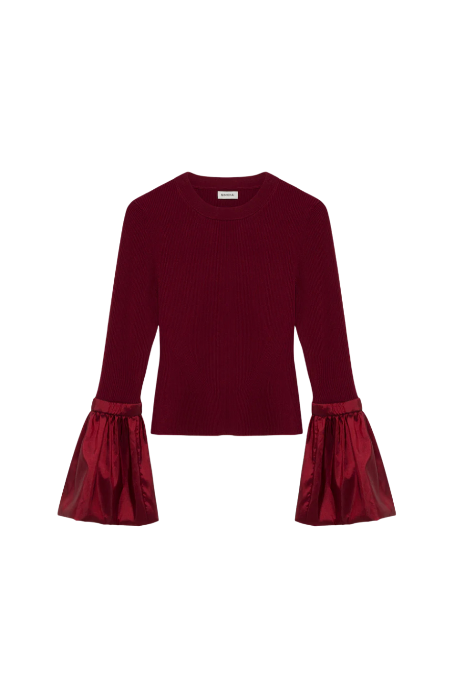 Agata Taffeta Knit Top in Oxblood
