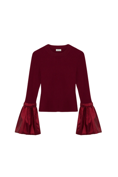 Agata Taffeta Knit Top in Oxblood