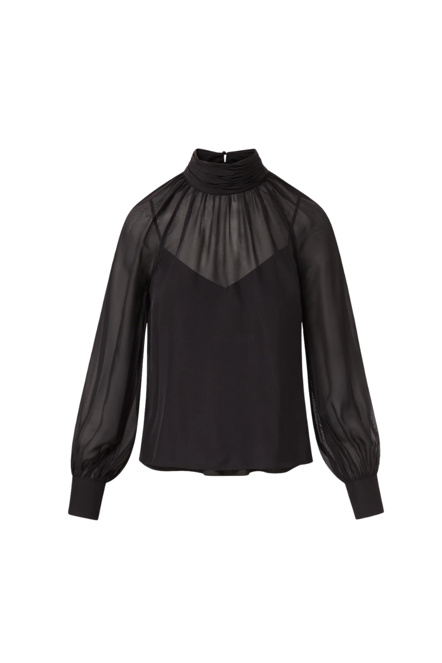 Alyssa Silk Turtleneck Blouse in Black