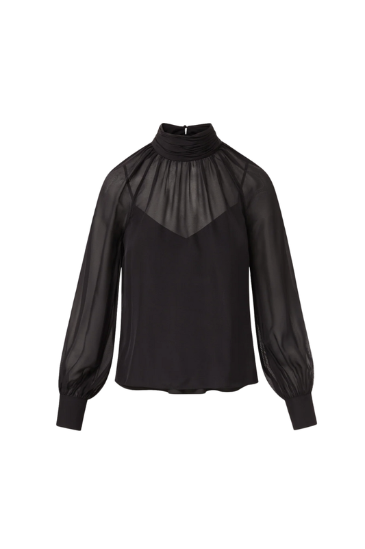 Alyssa Silk Turtleneck Blouse in Black