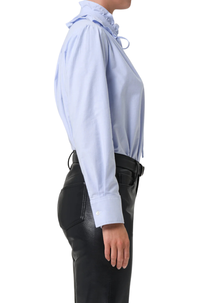 Calista Frill Collar Shirt In Blue