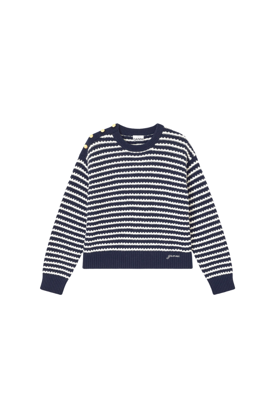 Dark Blue Striped Wool Sweater