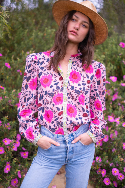 Violet Blouse in Fuschia/Teal Floral