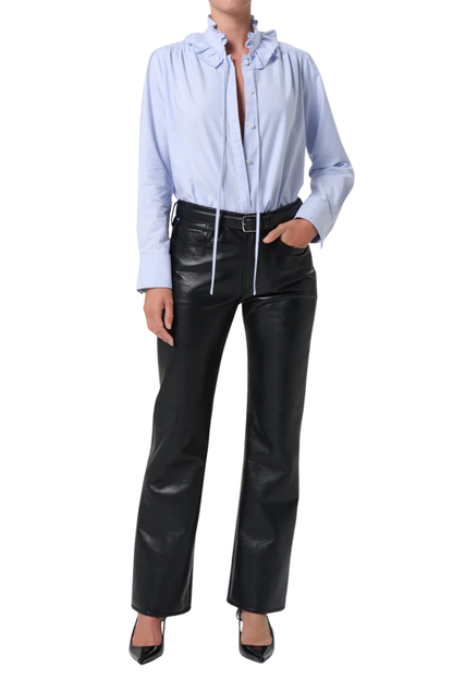 Calista Frill Collar Shirt In Blue