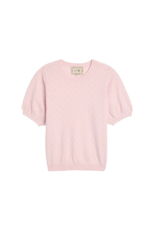 Isabel Pointelle Cashmere Top in Petal