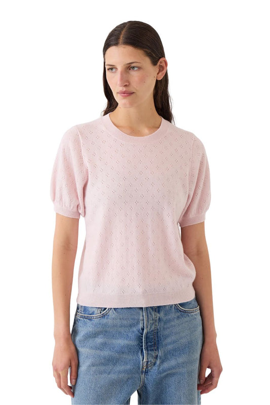 Isabel Pointelle Cashmere Top in Petal