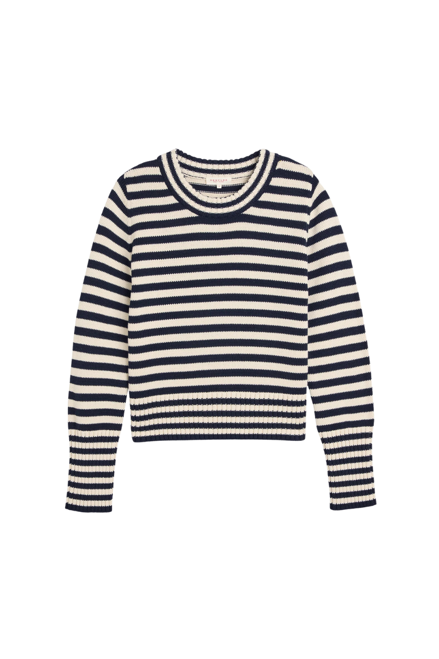 Micha Stripe Cotton Sweater in Navy/Off White