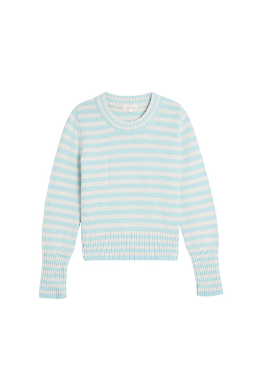 Micha Stripe Cotton Sweater in Glacier/Off White