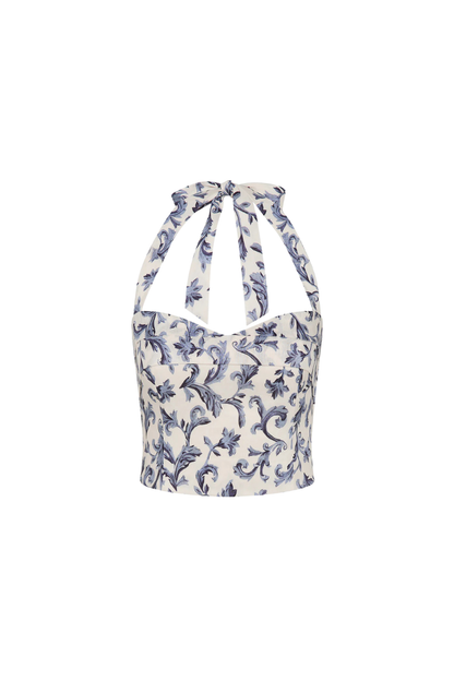 Rue Halter Top in Blue Baroque
