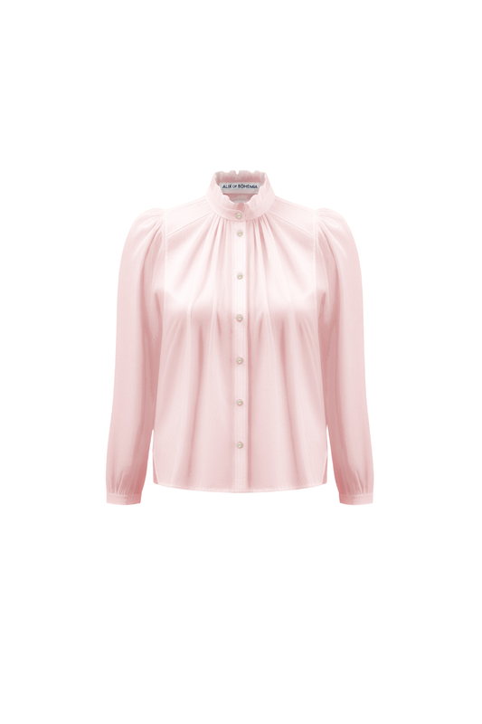 Artemis Petal Silk Shirt in Light Pink