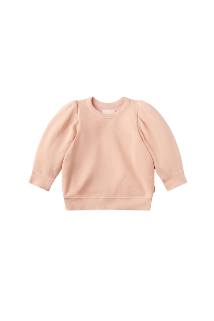 Pleated Short Sleeve Crew In Melon Creme
