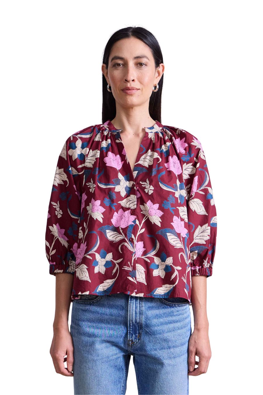 Messina Top in Essa Floral Merlot