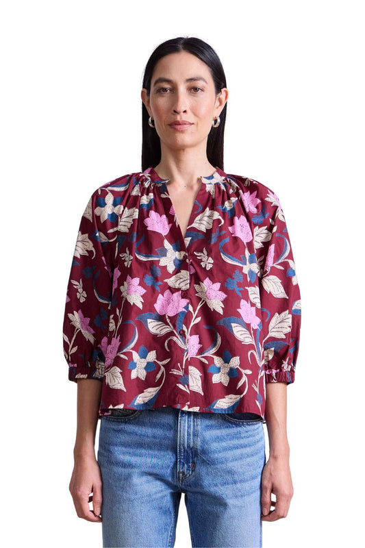 Messina Top in Essa Floral Merlot