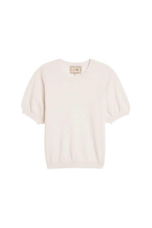Isabel Pointelle Cashmere Top in Ivory
