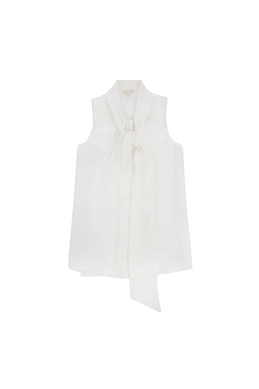 Sleeveless Tie-Neck Blouse in Ivory