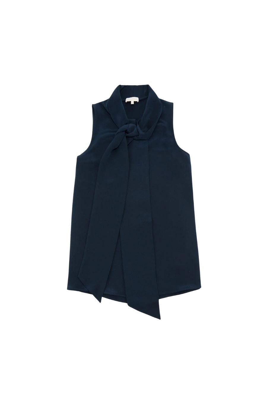 Sleeveless Tie-Neck Blouse in Navy