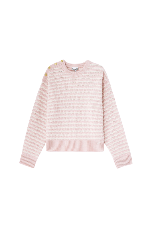 Stripe Wool Mix Sweater in Chalk Pink