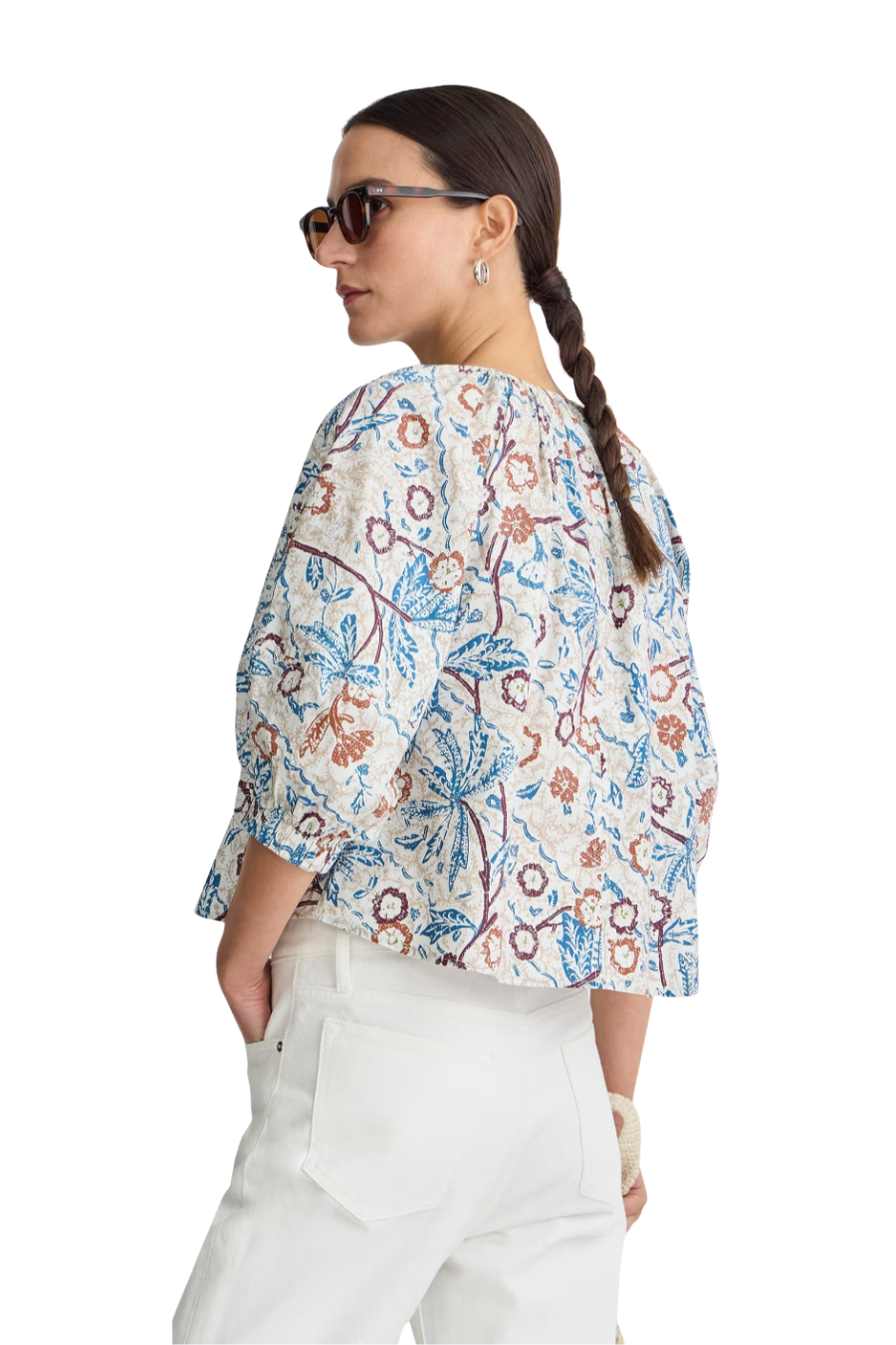 Nele Lantern Sleeve Top in Earthly Delights Batik