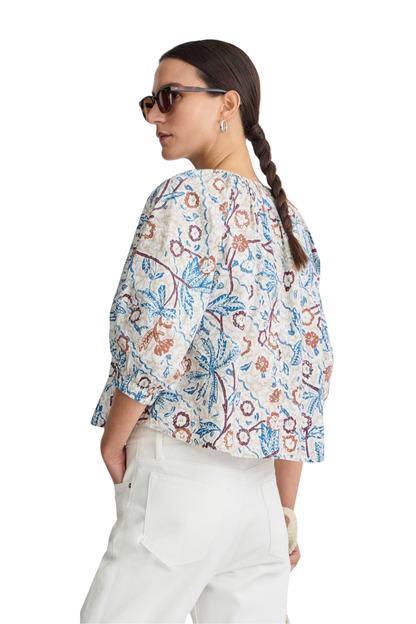 Nele Lantern Sleeve Top in Earthly Delights Batik
