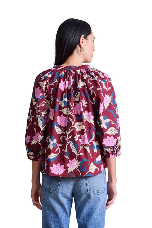 Messina Top in Essa Floral Merlot