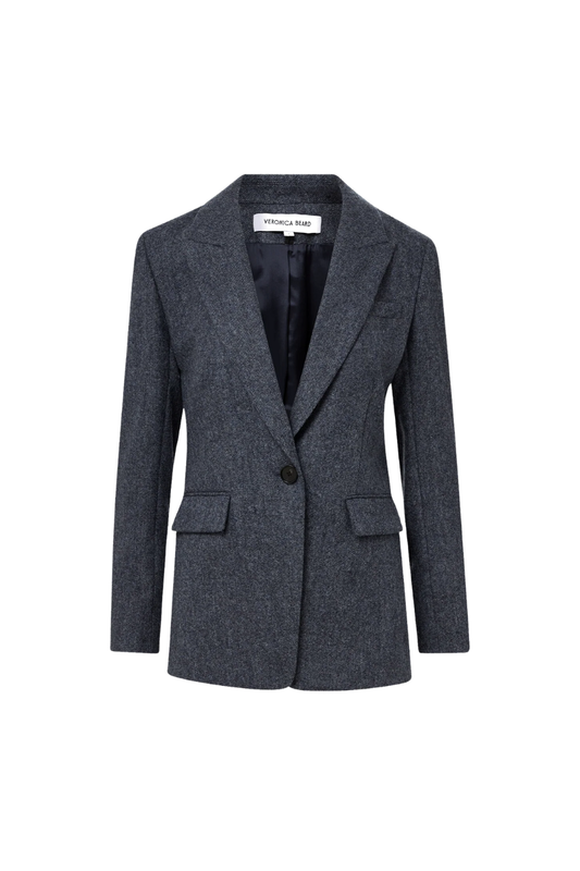 Vega Wool Dickey Jacket in Blue Melange