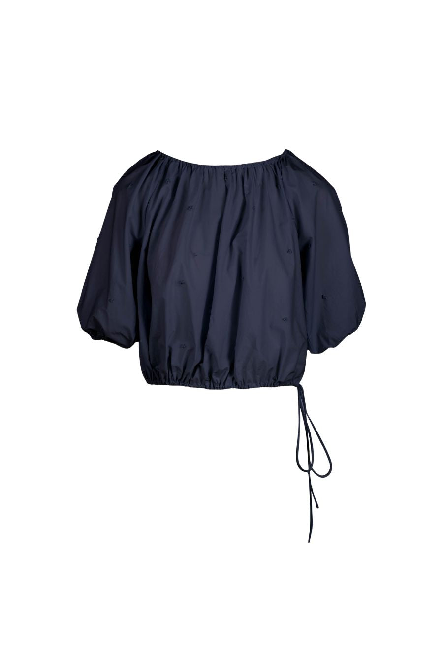 Lotus Embroidered Top in Navy