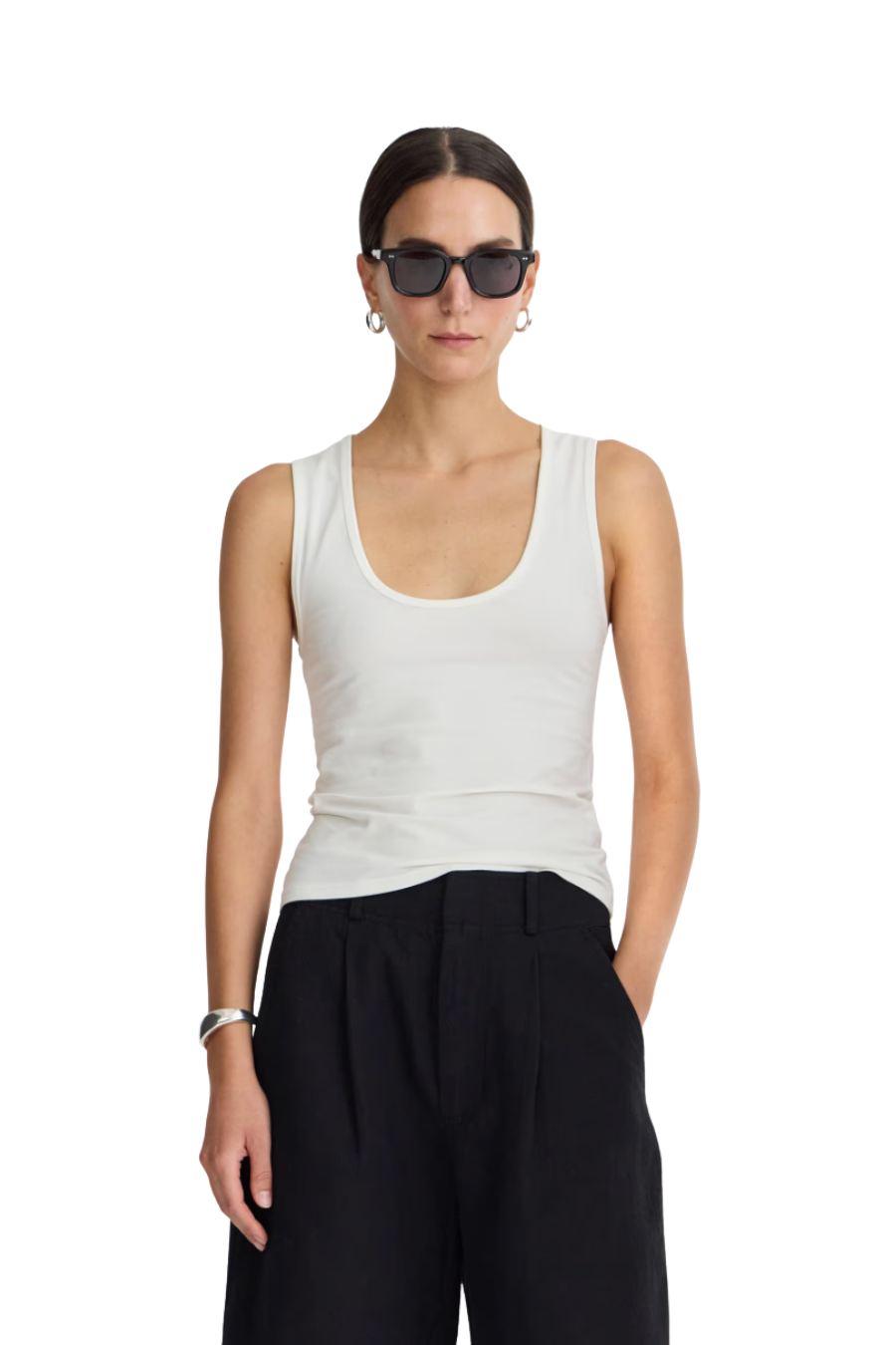 Uri Low-Cut Tank Top in Cream
