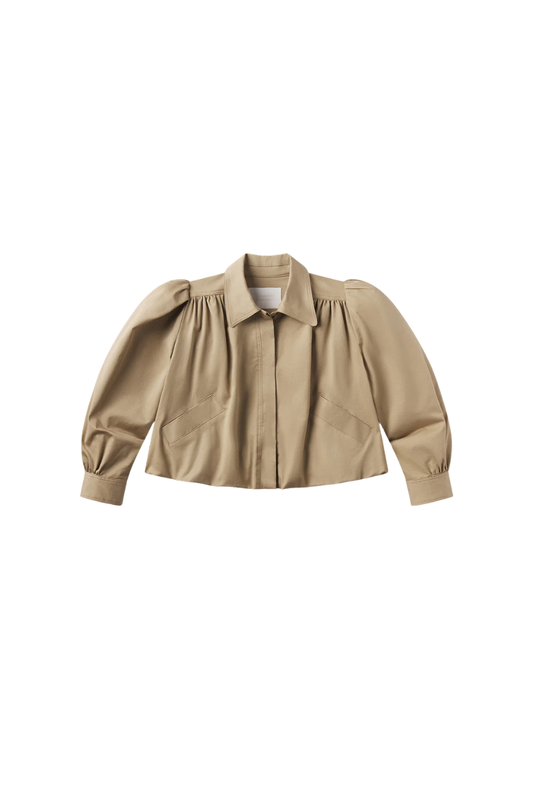 Everly Shirred Cropped Jacket in Catalina