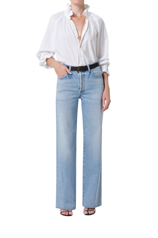 Loretta Ruffle Top in Optic White