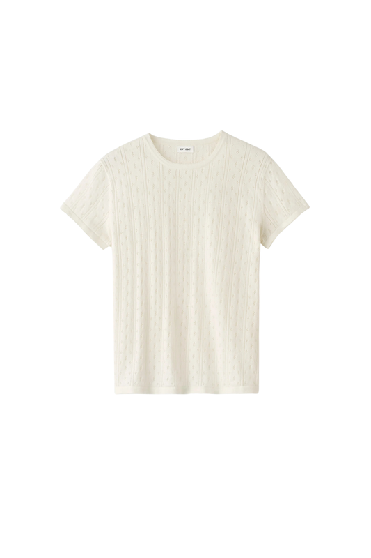 Pointelle Tee in Feather White