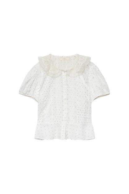 Oleta Top in Salt Flock Dot