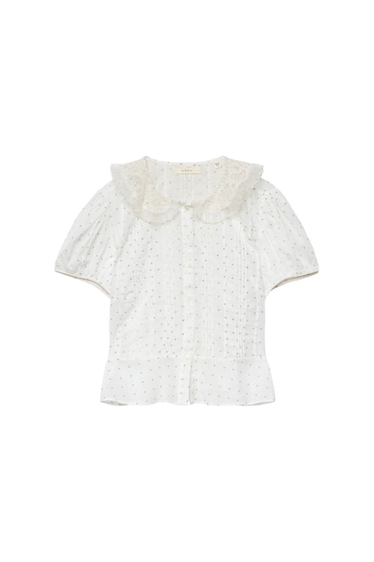 Oleta Top in Salt Flock Dot