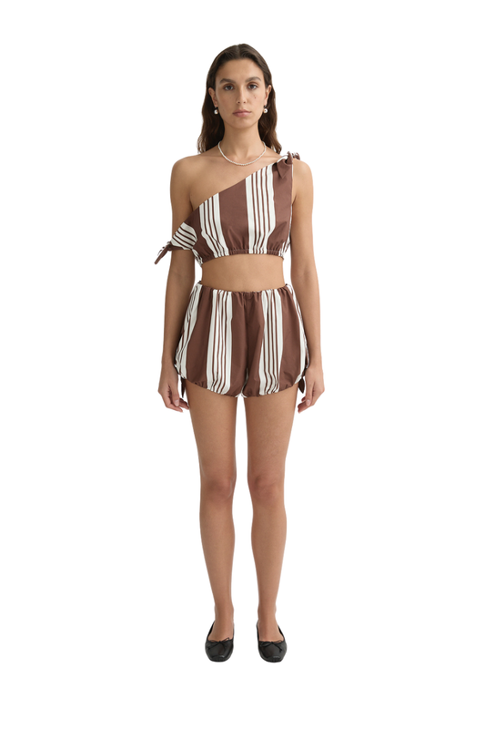 Rosie Tie Top in Chocolate Stripe