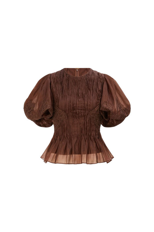 Ophelia Lace Top in Chocolate