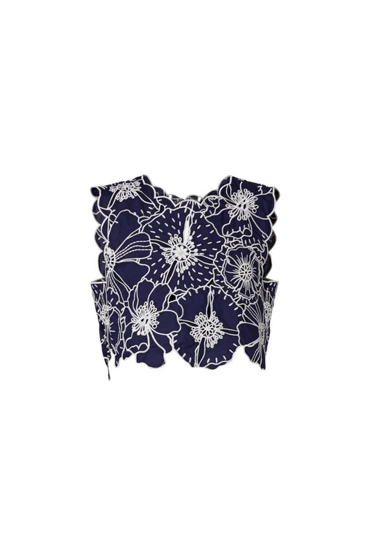 Flowers Richelieu Top in Blue