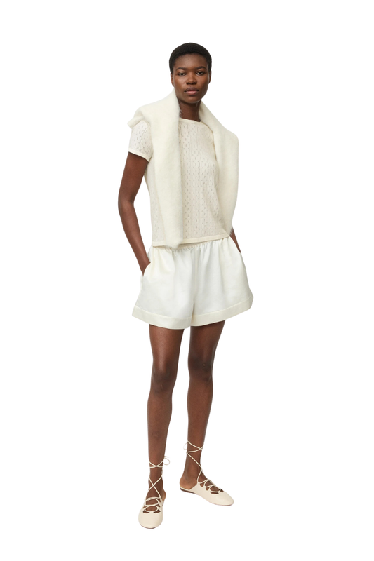 Pointelle Tee in Feather White