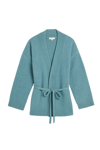 Kali Wool Yak Cardigan in Heather Blue