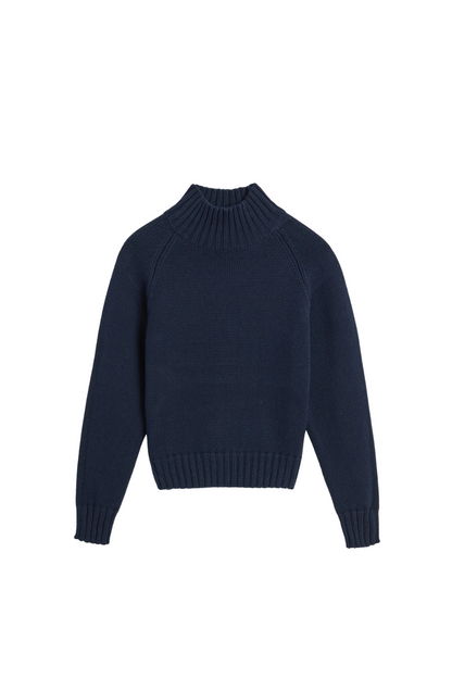Kaitlyn Cotton Cashmere Sweater in Navy