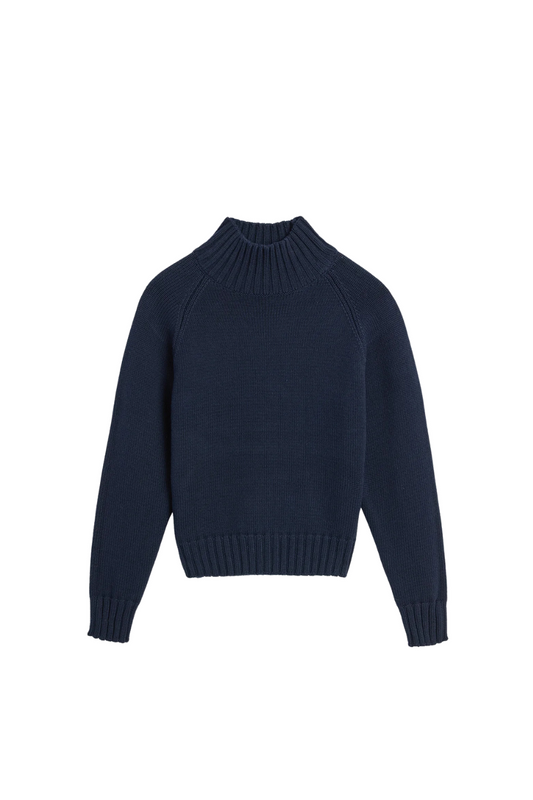 Kaitlyn Cotton Cashmere Sweater in Navy