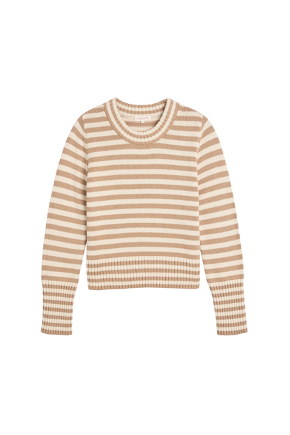 Micha Stripe Cotton Sweater in Cashew/Off White