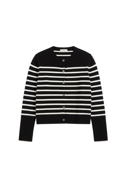 Striped Lean Lines Cardigan in Black Cream