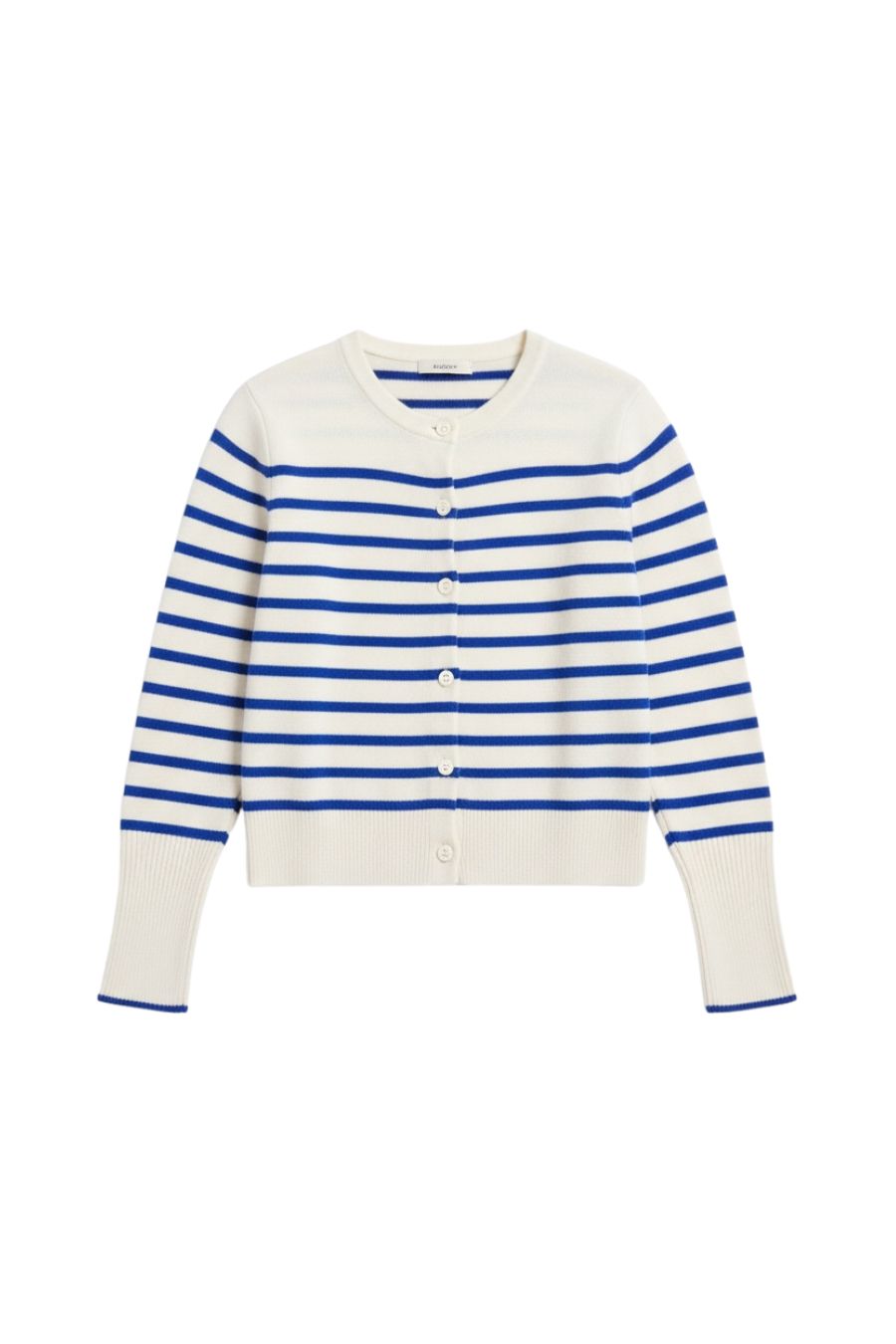 Striped Lean Lines Cardigan in Cream/Cobalt
